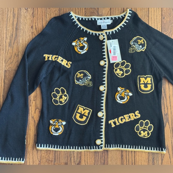 Vintage University of Missouri MIZZOU Football Button up Knit Cardigan Sweater - Picture 1 of 14